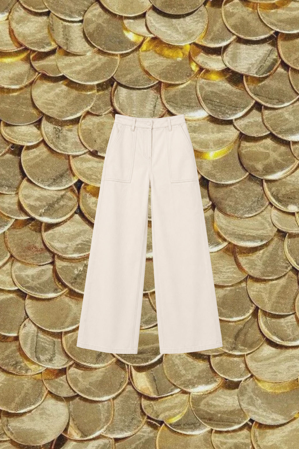 HIGH WAISTED LINEN BLEND TROUSERS