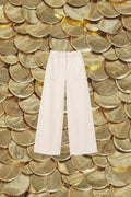 HIGH WAISTED LINEN BLEND TROUSERS