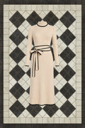 OATMEAL RIBBED KNIT MIDI DRESS