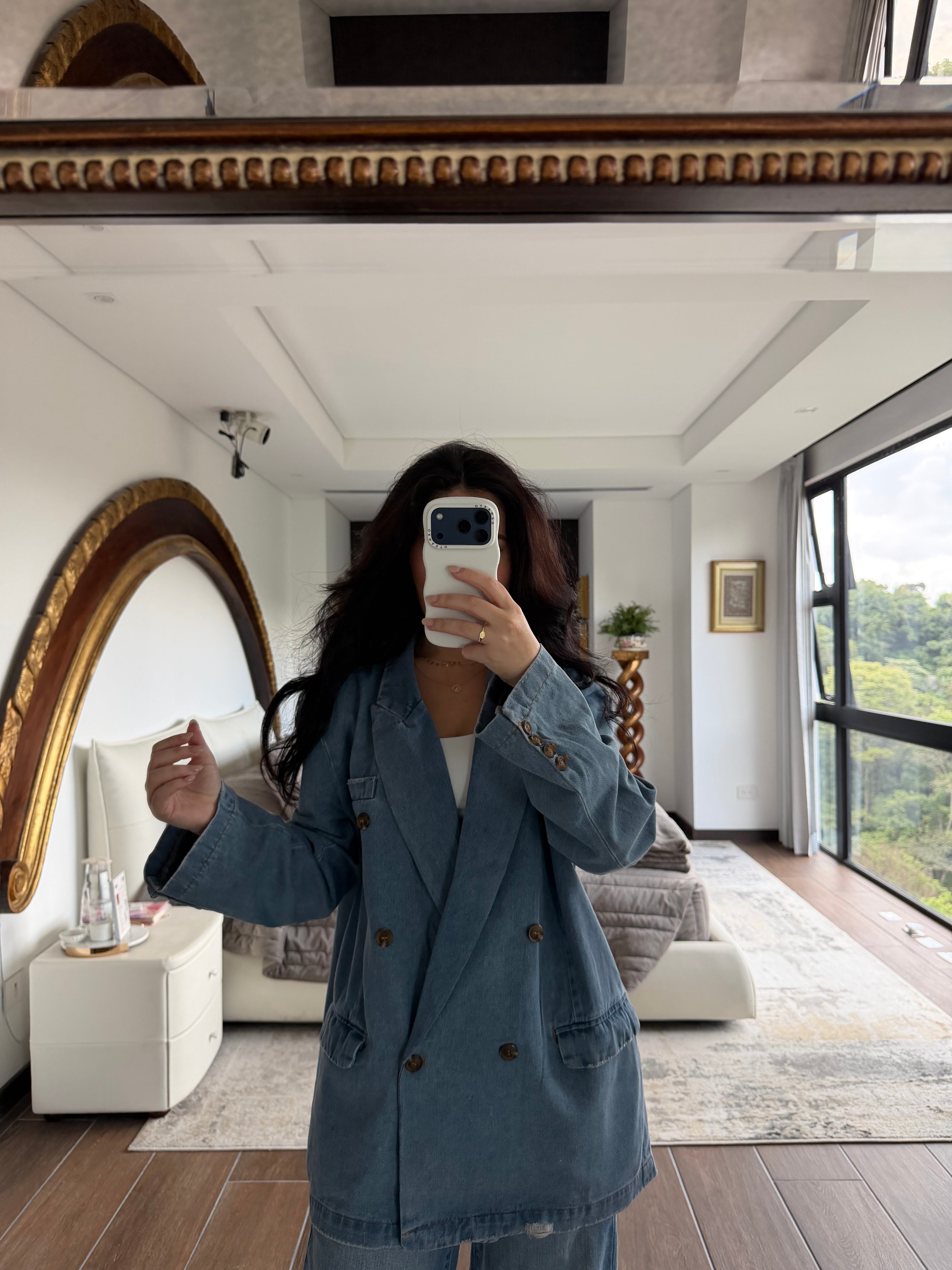 LONG SLEEVE OVERSIZED DENIM BLAZER