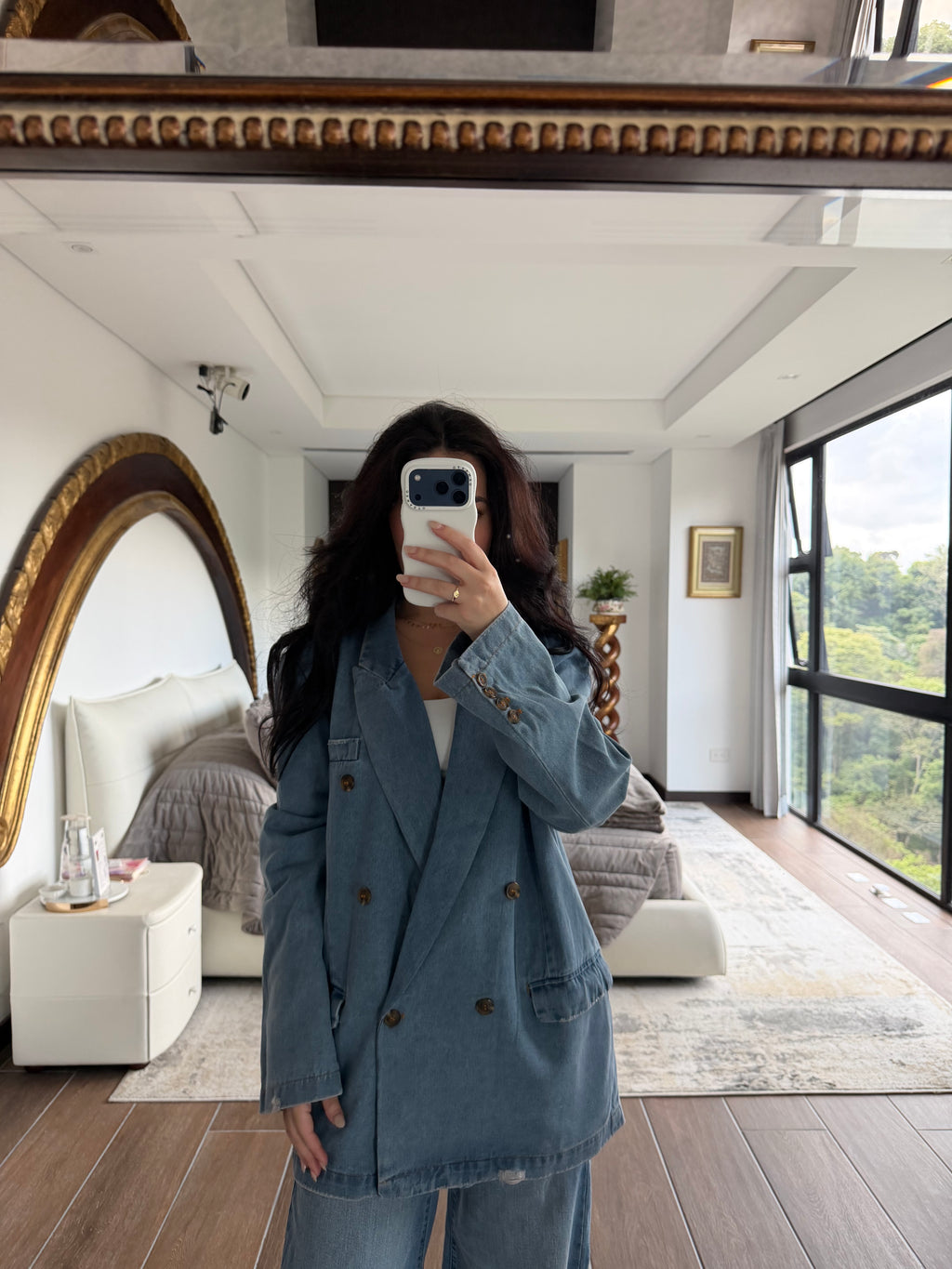 LONG SLEEVE OVERSIZED DENIM BLAZER