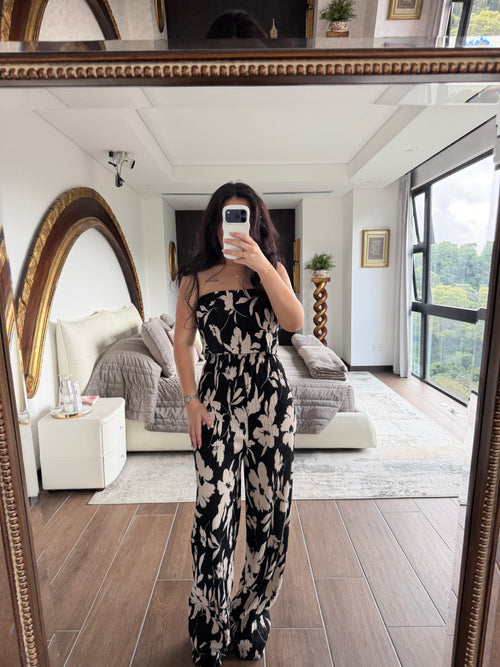 CREAM FLOWER JUMPSUIT