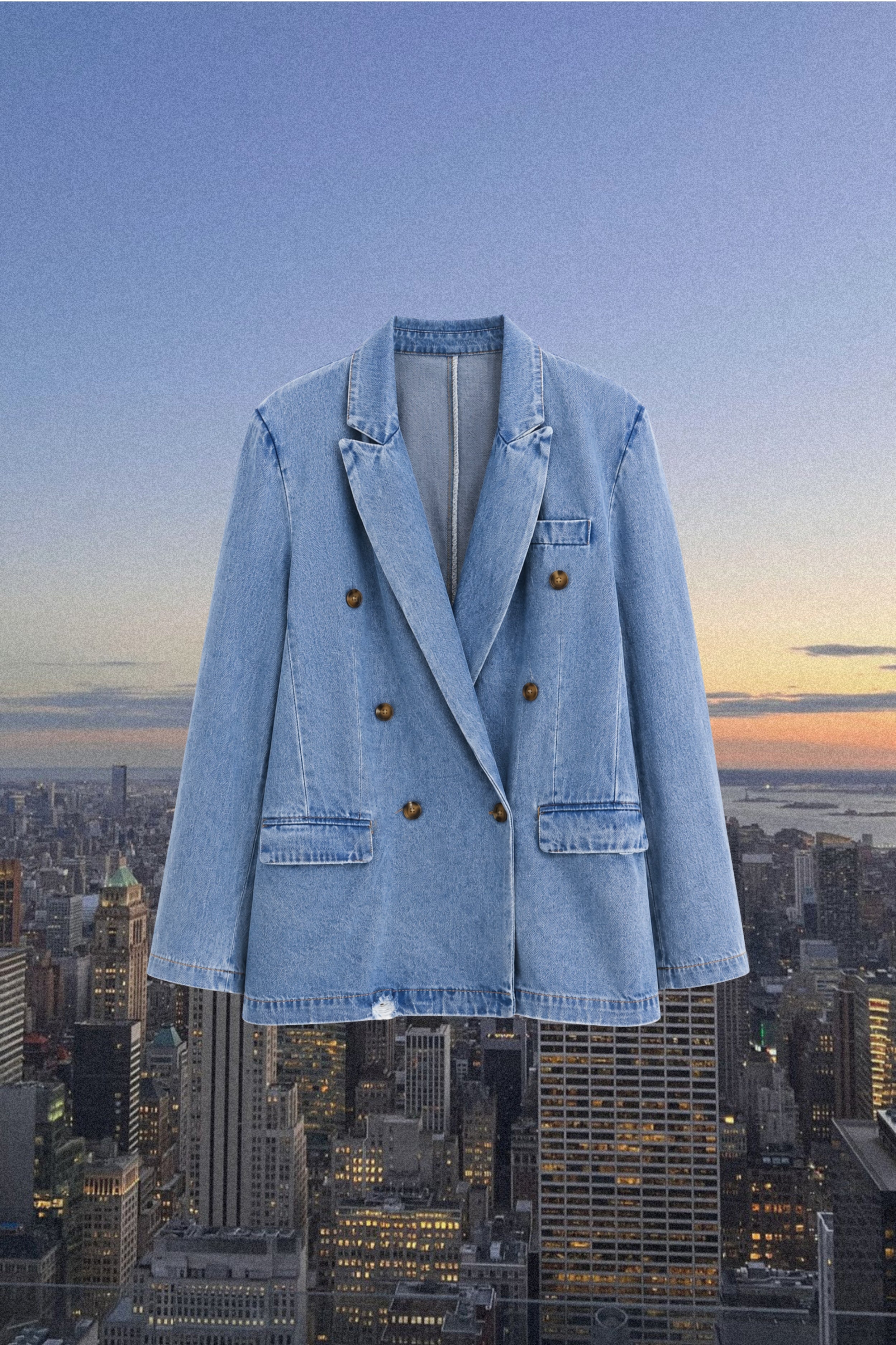 LONG SLEEVE OVERSIZED DENIM BLAZER